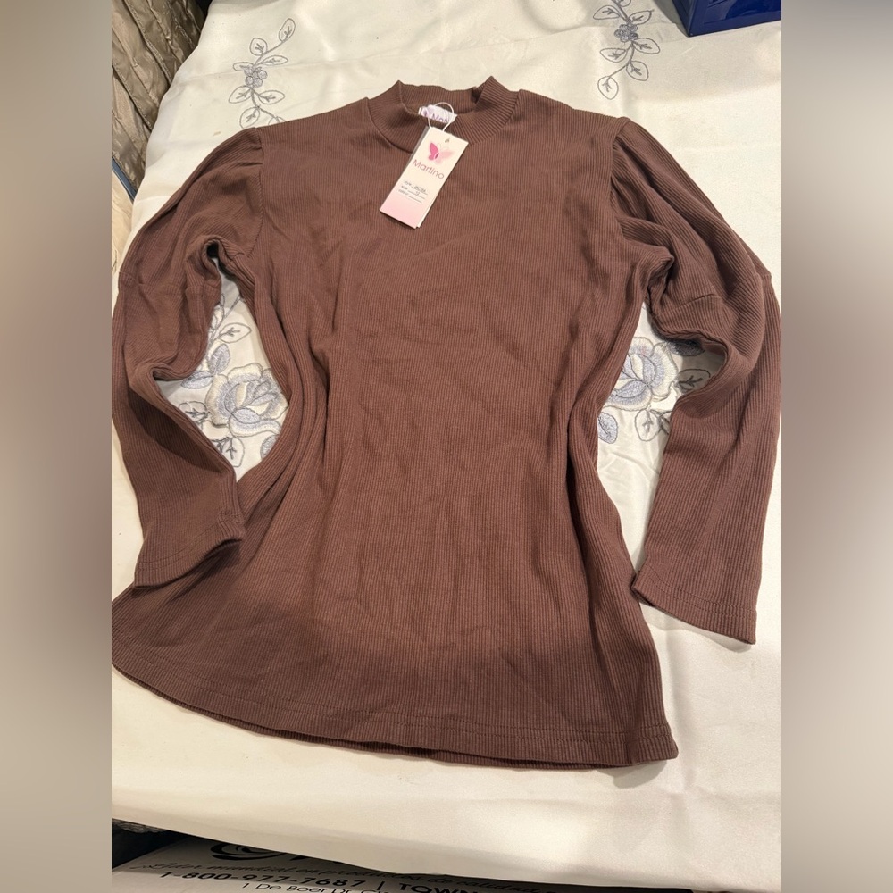 Elegant Brown Long Sleeve Top